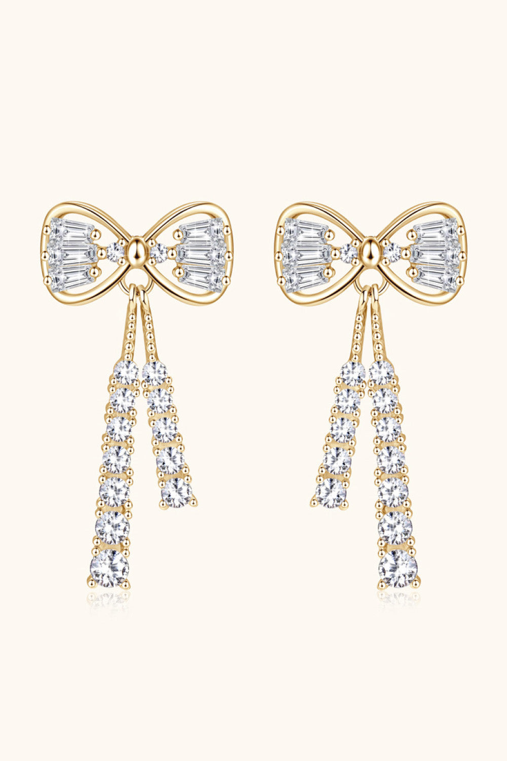 1.12 Carat Moissanite 18K Gold Bow Earrings