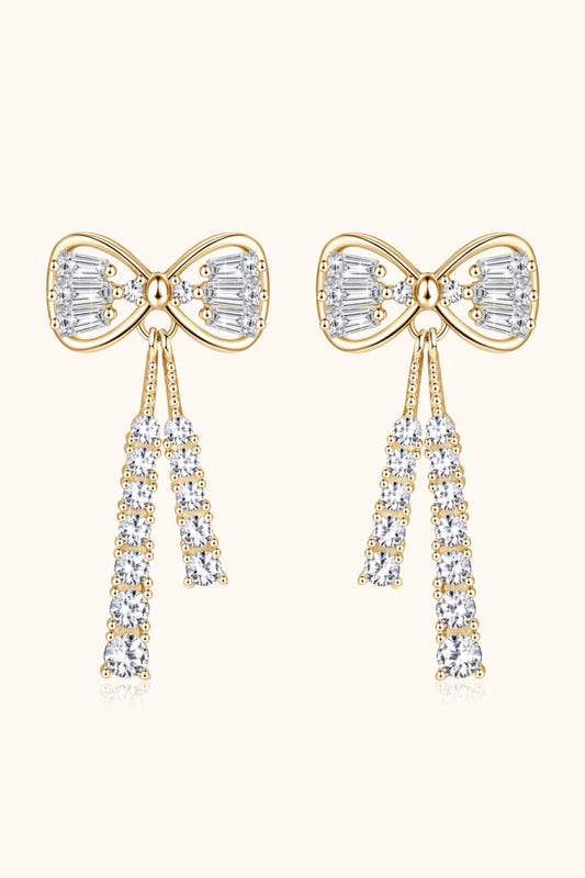 1.12 Carat Moissanite 18K Gold Bow Earrings
