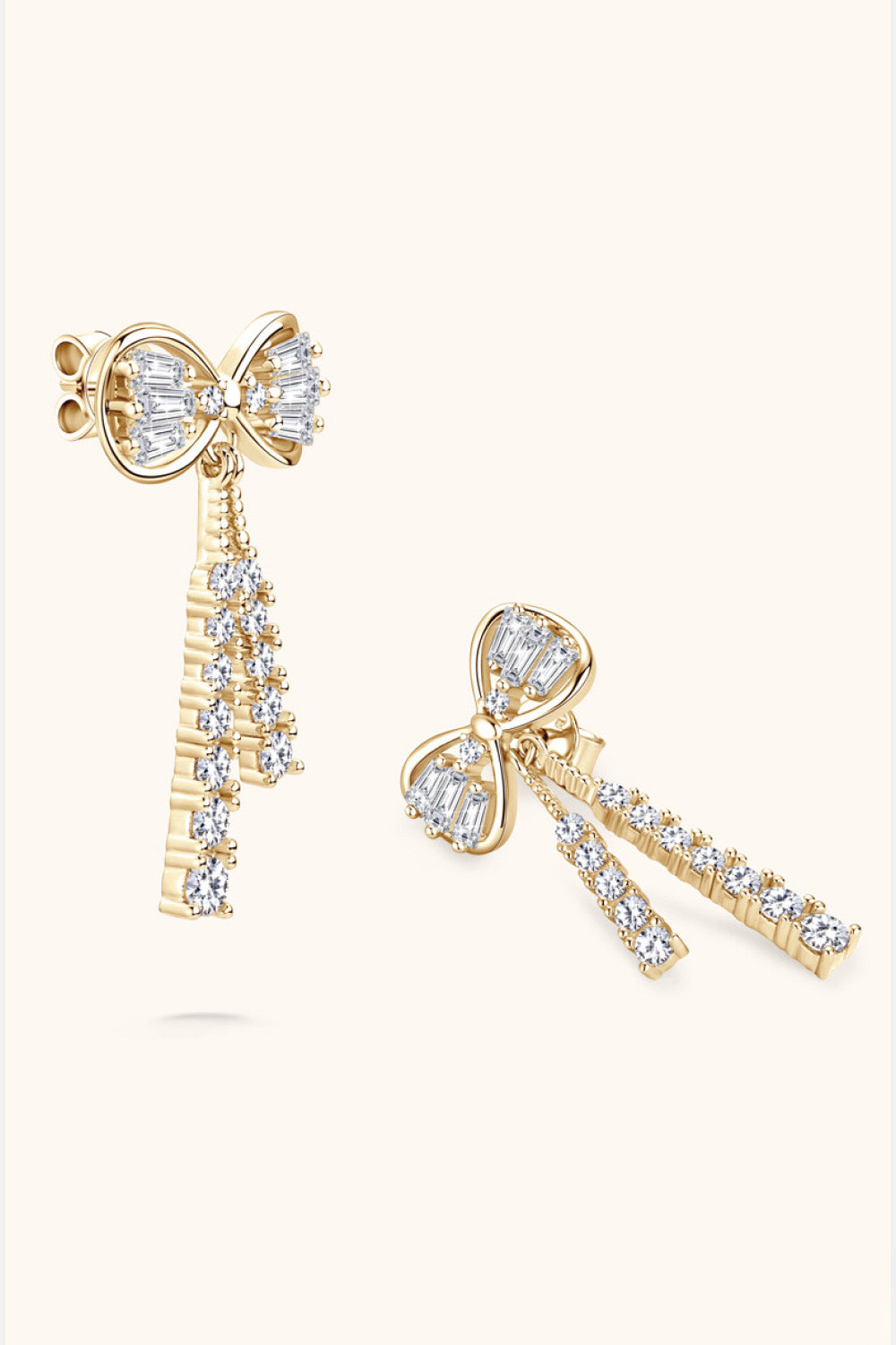 1.12 Carat Moissanite 18K Gold Bow Earrings
