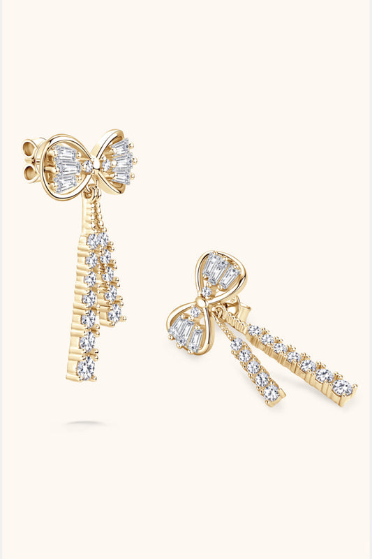 1.12 Carat Moissanite 18K Gold Bow Earrings